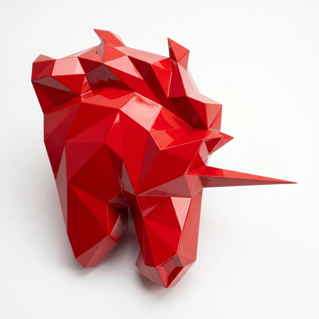 Sculpture Tête de Licorne Murale Facettée - Sculpture Origami