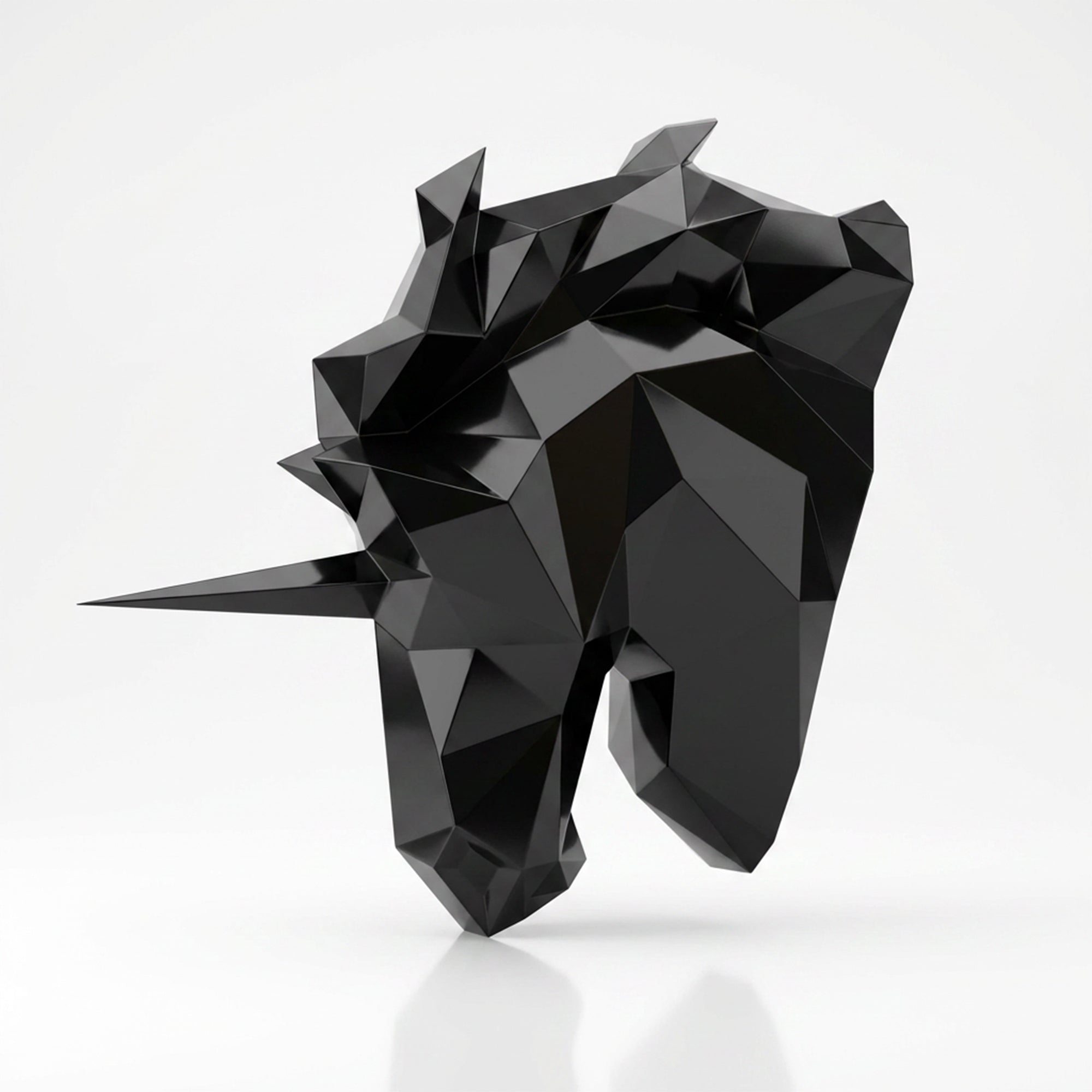 Sculpture Tête de Licorne Murale Facettée - Sculpture Origami