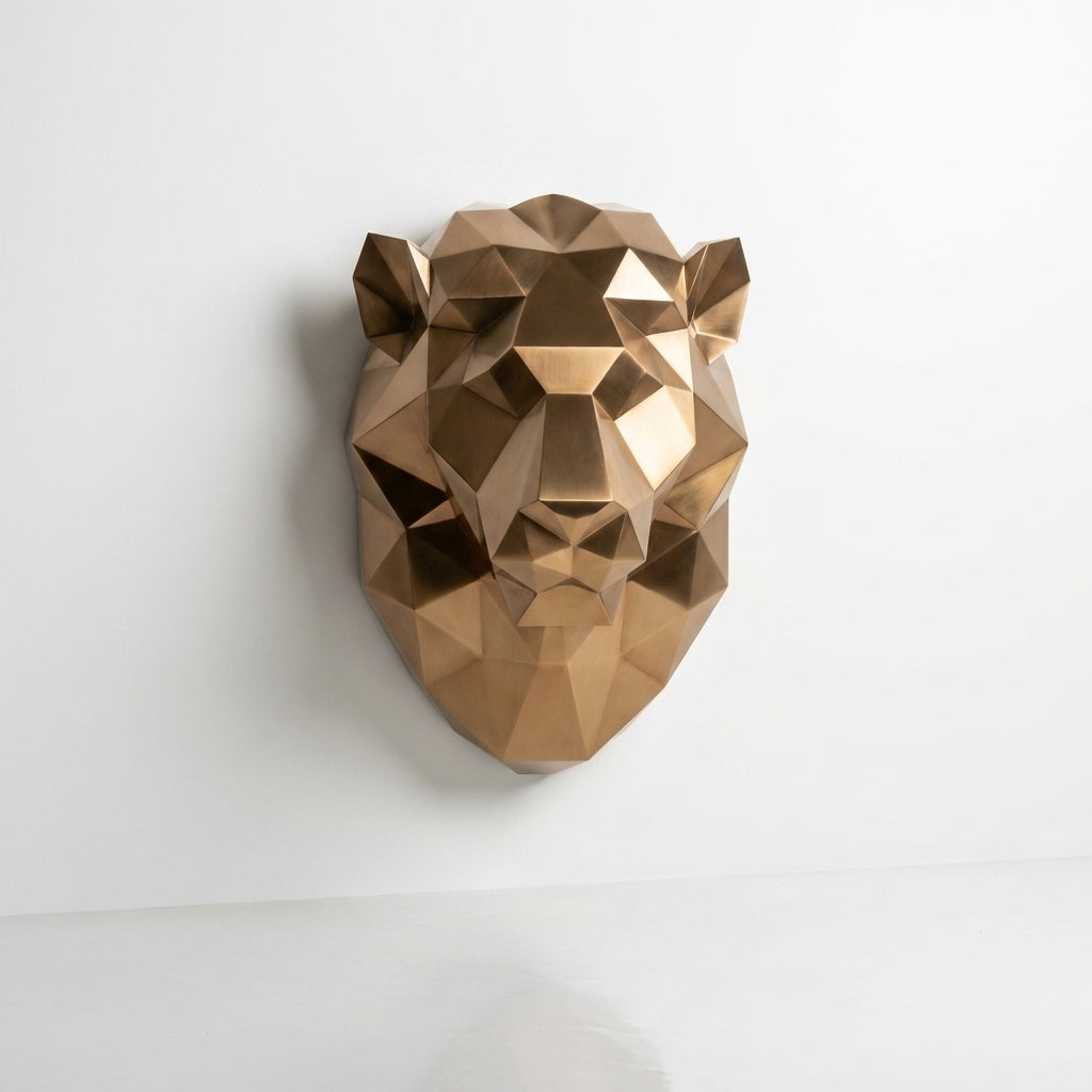 Sculpture Tête de Lion Géométrique - Sculpture Origami