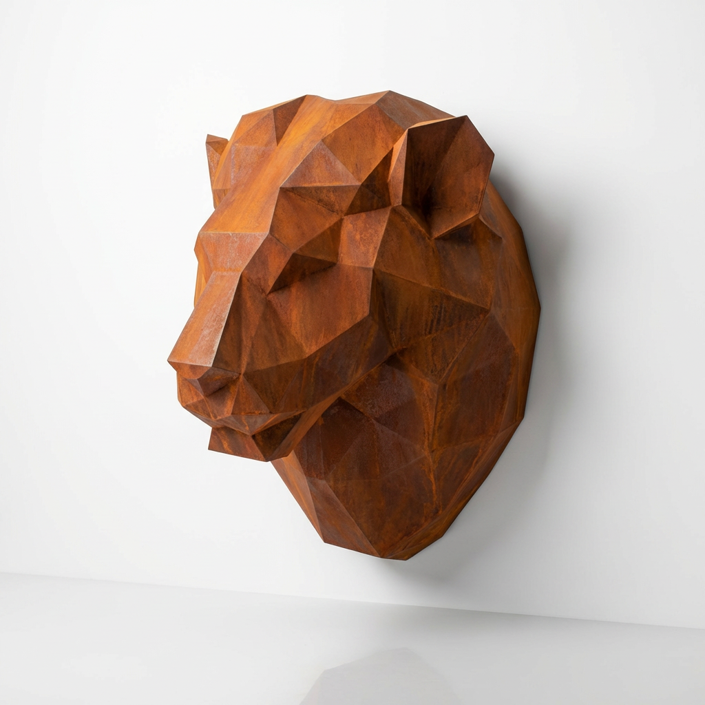 Sculpture Tête de Lion Géométrique - Sculpture Origami