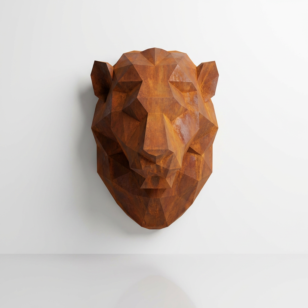 Sculpture Tête de Lion Géométrique - Sculpture Origami