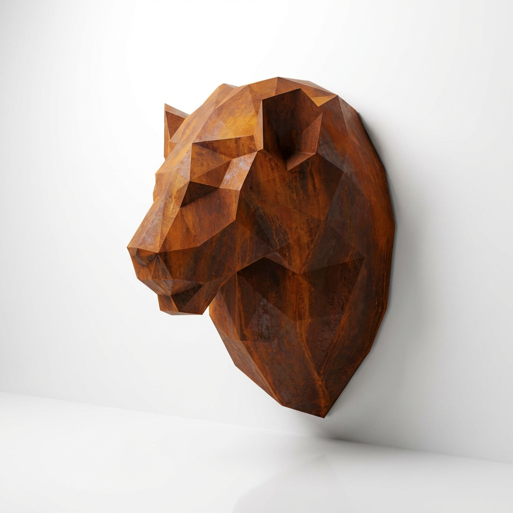 Sculpture Tête de Lion Géométrique - Sculpture Origami