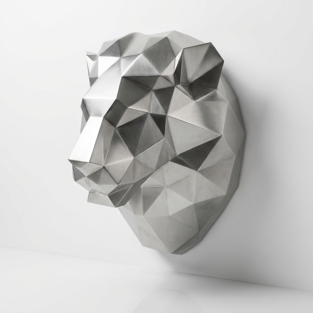 Sculpture Tête de Lion Géométrique - Sculpture Origami