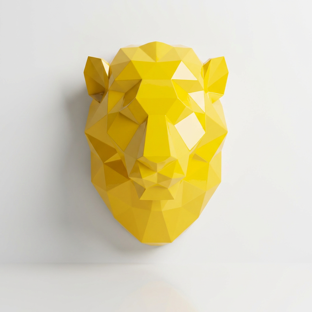 Sculpture Tête de Lion Géométrique - Sculpture Origami