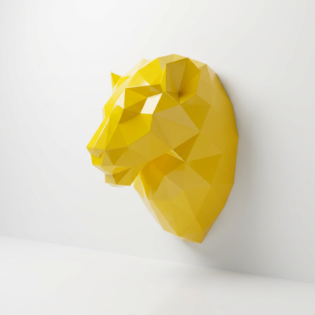 Sculpture Tête de Lion Géométrique - Sculpture Origami
