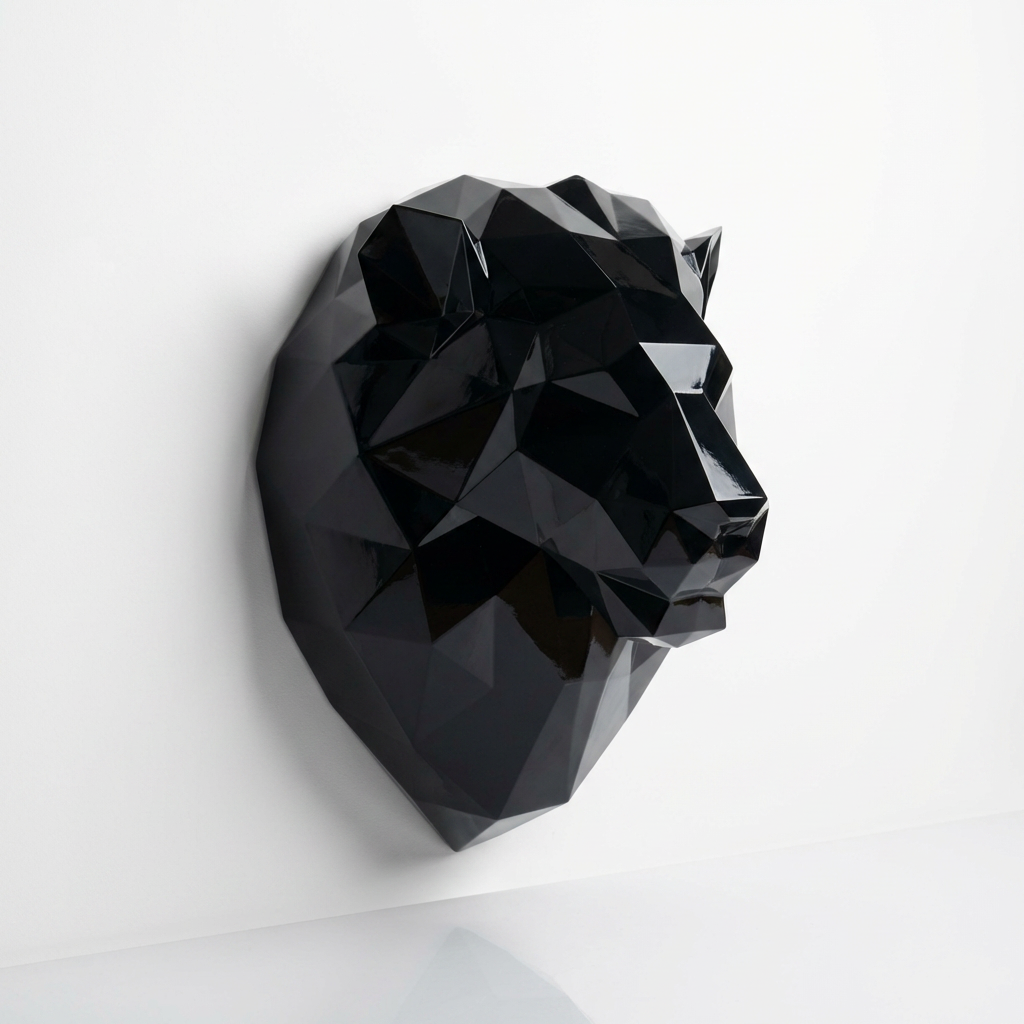 Sculpture Tête de Lion Géométrique - Sculpture Origami