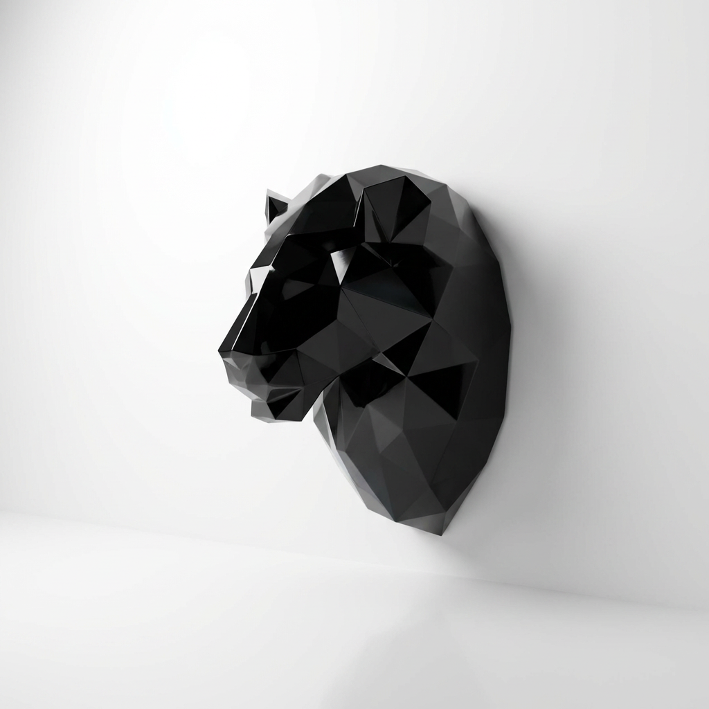 Sculpture Tête de Lion Géométrique - Sculpture Origami
