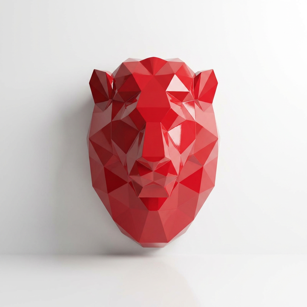 Sculpture Tête de Lion Géométrique - Sculpture Origami