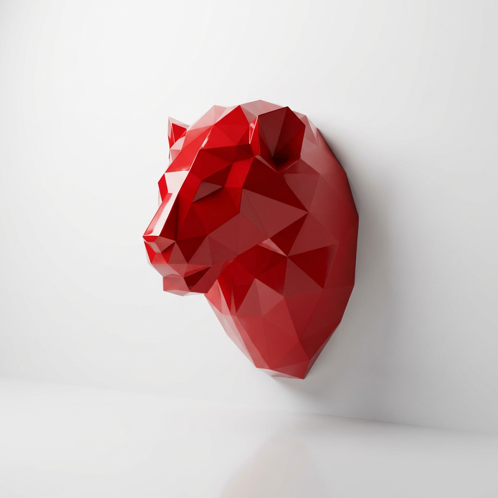 Sculpture Tête de Lion Géométrique - Sculpture Origami