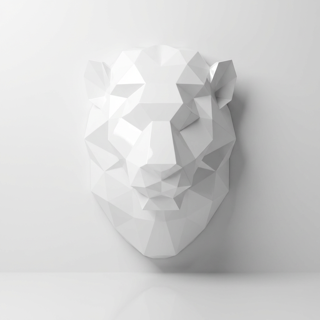 Sculpture Tête de Lion Géométrique - Sculpture Origami