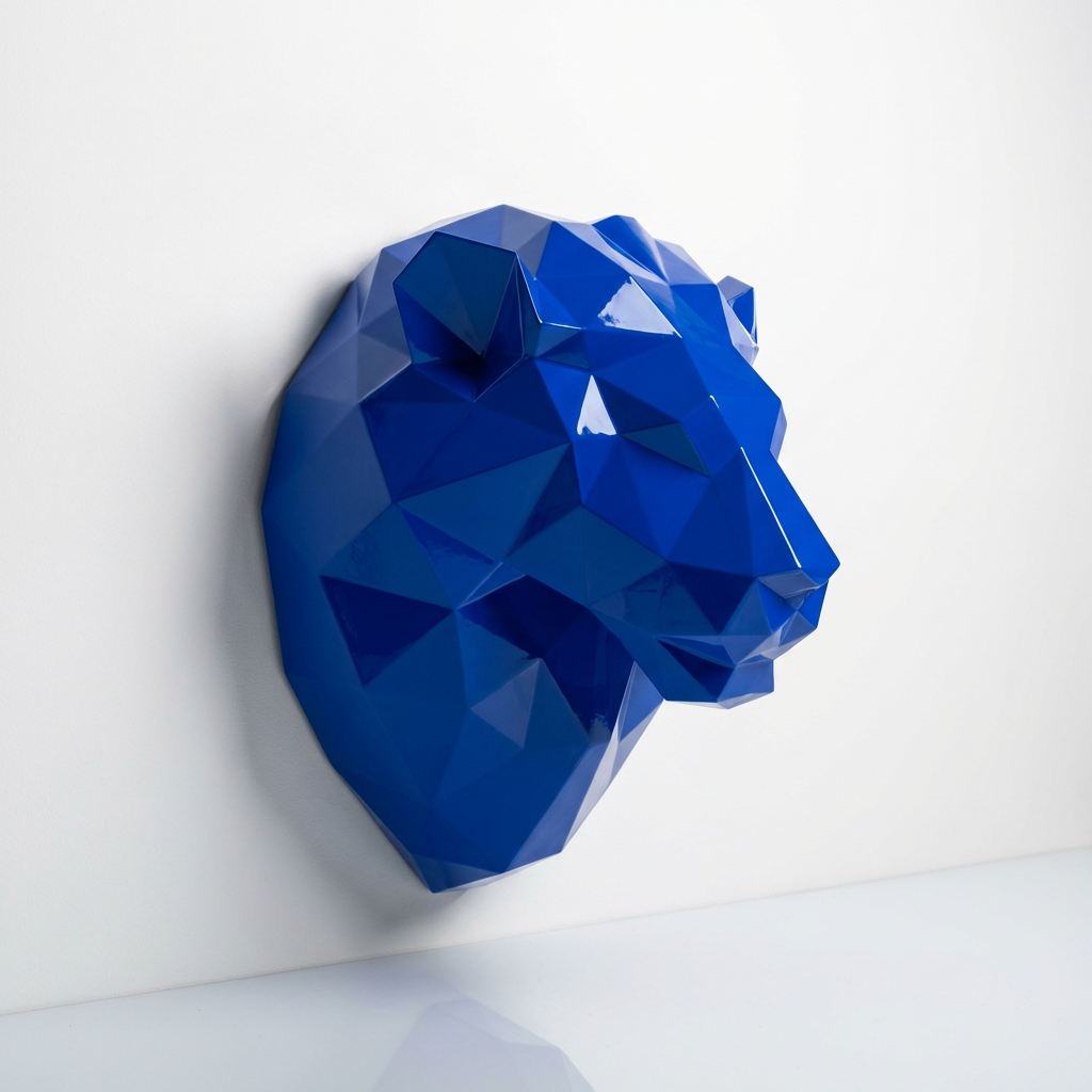Sculpture Tête de Lion Géométrique - Sculpture Origami