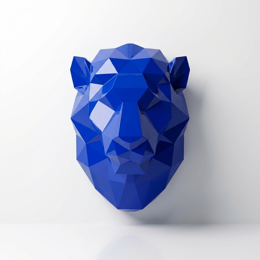 Sculpture Tête de Lion Géométrique - Sculpture Origami