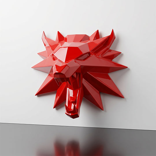Sculpture Tête de Loup Murale Facettée - Sculpture Origami