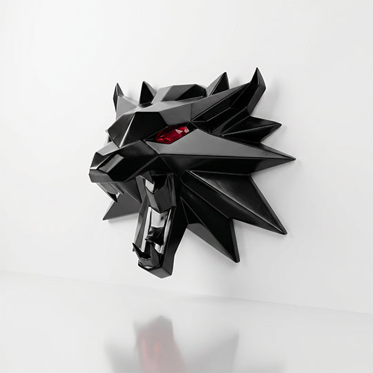 Sculpture Tête de Loup Murale Facettée - Sculpture Origami