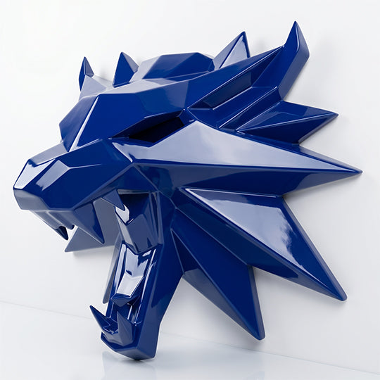 Sculpture Tête de Loup Murale Facettée - Sculpture Origami