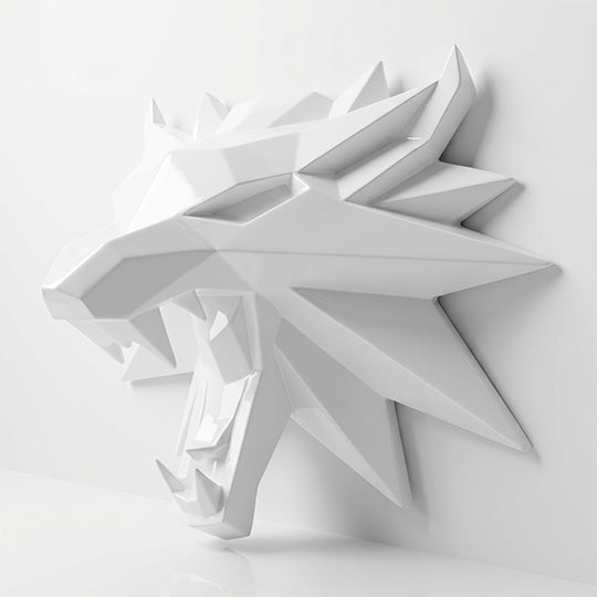 Sculpture Tête de Loup Murale Facettée - Sculpture Origami