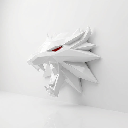 Sculpture Tête de Loup Murale Facettée - Sculpture Origami
