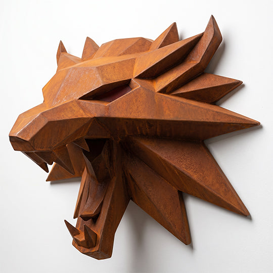 Sculpture Tête de Loup Murale Facettée