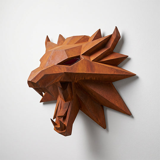 Sculpture Tête de Loup Murale Facettée - Sculpture Origami