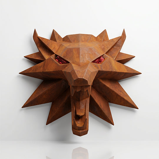 Sculpture Tête de Loup Murale Facettée - Sculpture Origami