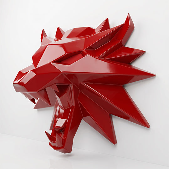 Sculpture Tête de Loup Murale Facettée - Sculpture Origami