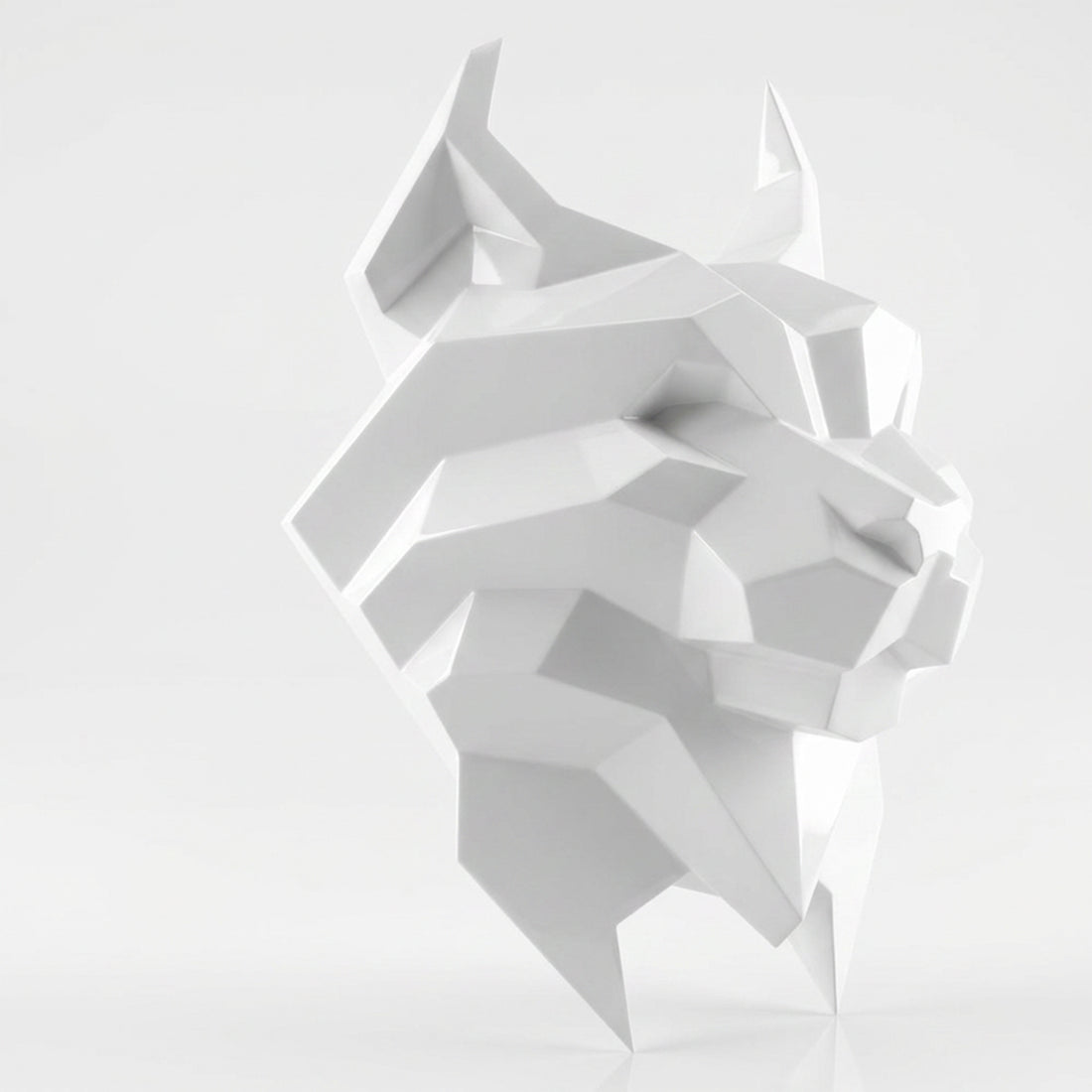 Sculpture Tête de Lynx Murale Facettée - Sculpture Origami