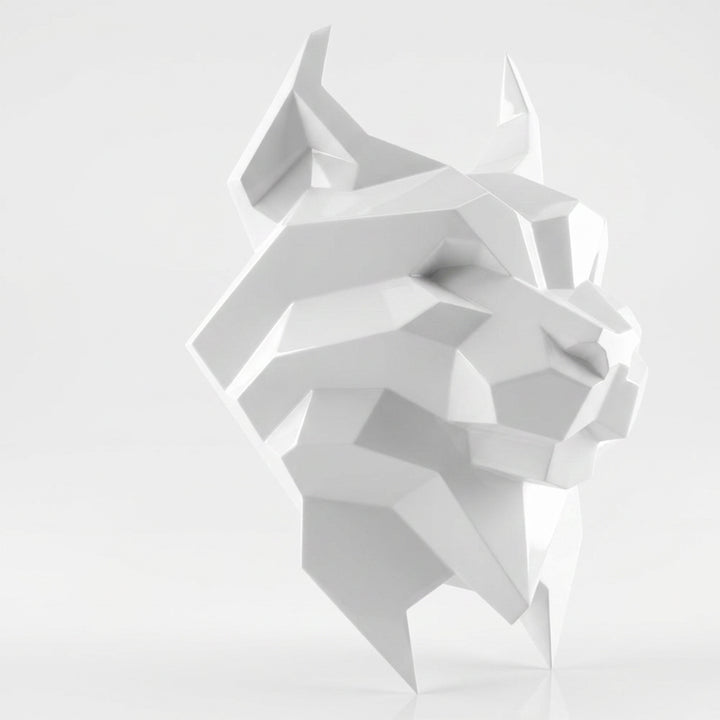 Sculpture Tête de Lynx Murale Facettée - Sculpture Origami