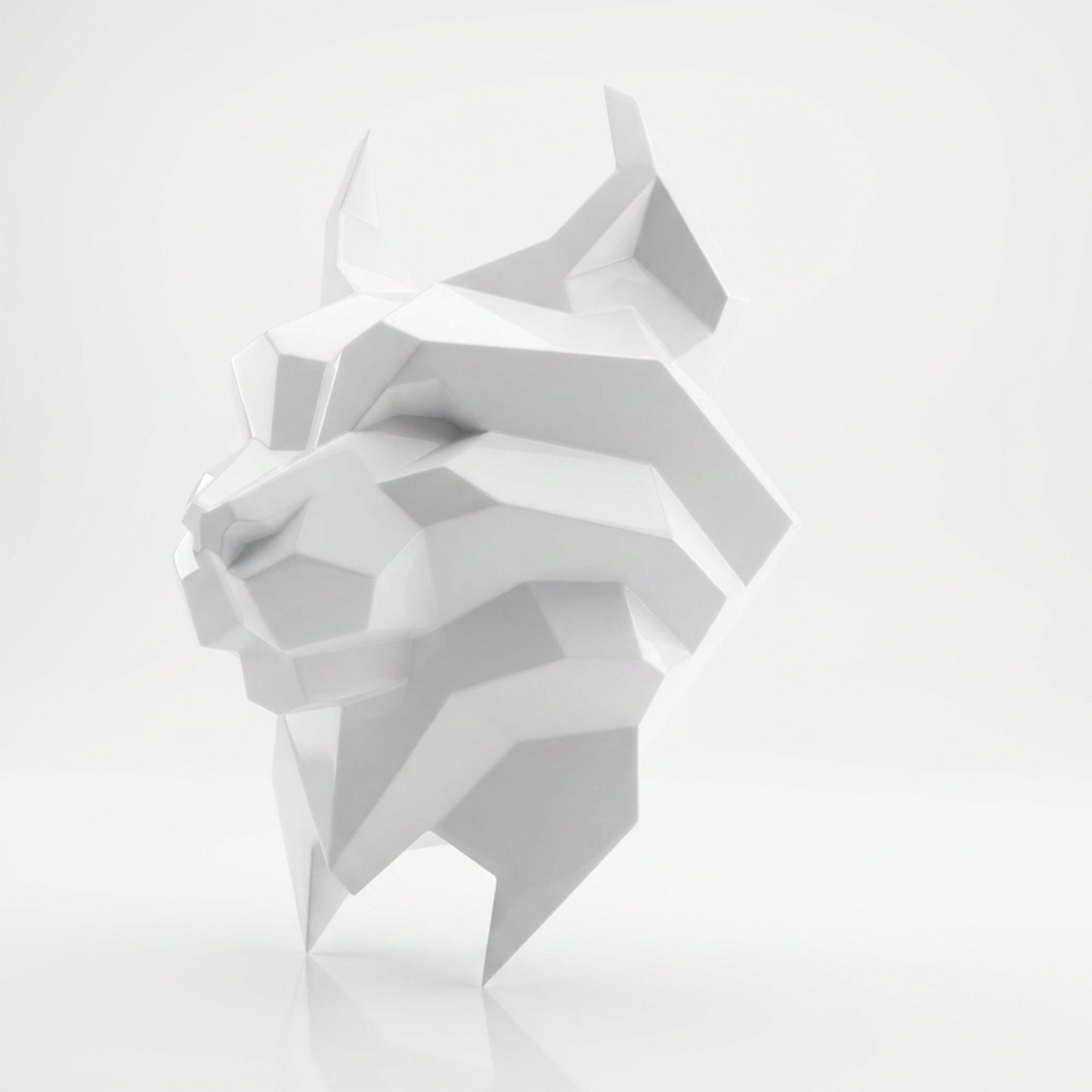 Sculpture Tête de Lynx Murale Facettée - Sculpture Origami