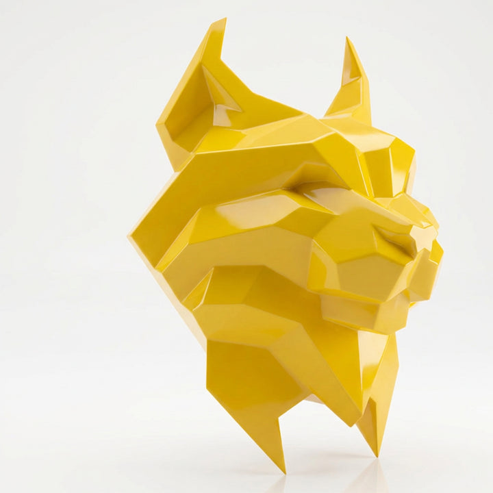 Sculpture Tête de Lynx Murale Facettée