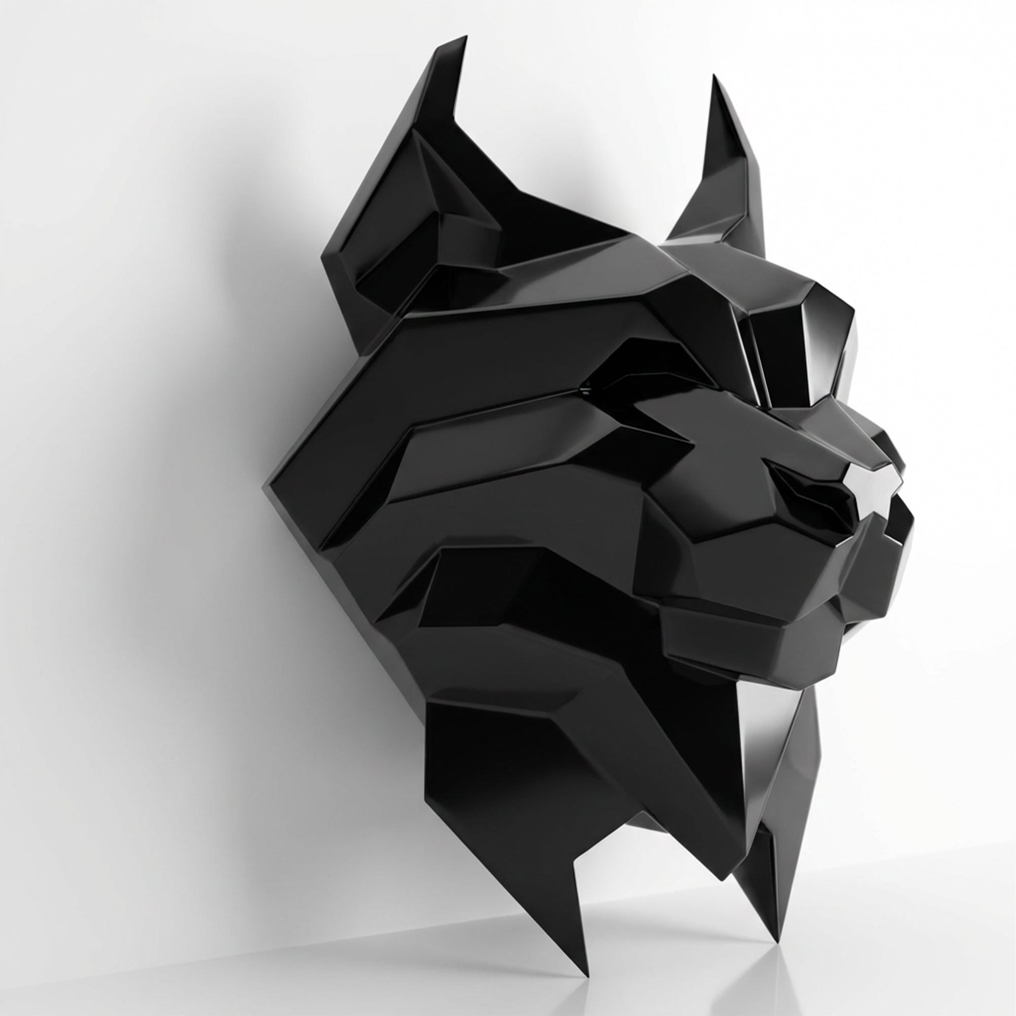 Sculpture Tête de Lynx Murale Facettée - Sculpture Origami