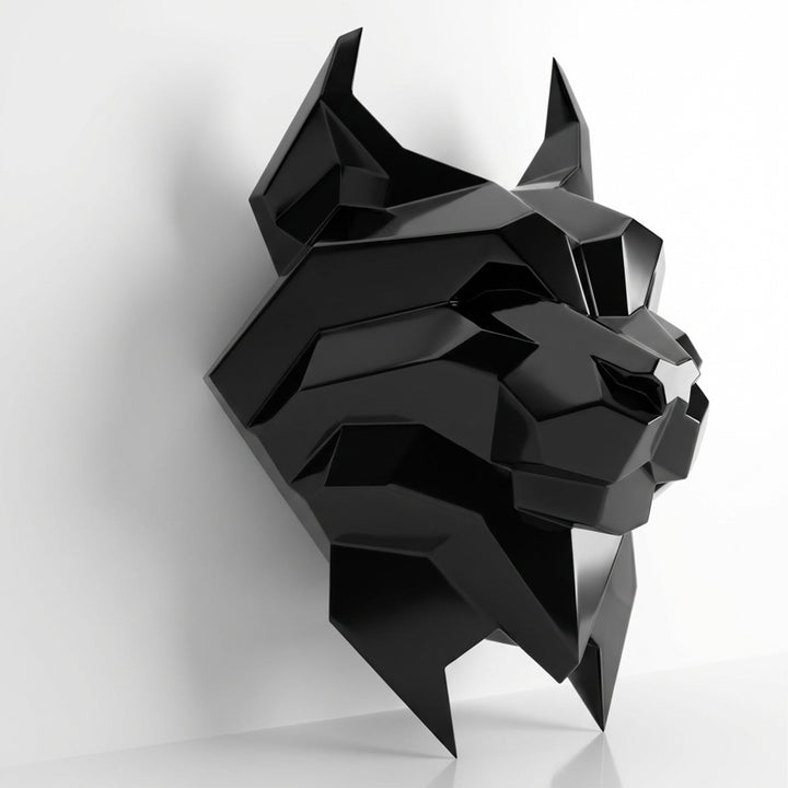 Sculpture Tête de Lynx Murale Facettée