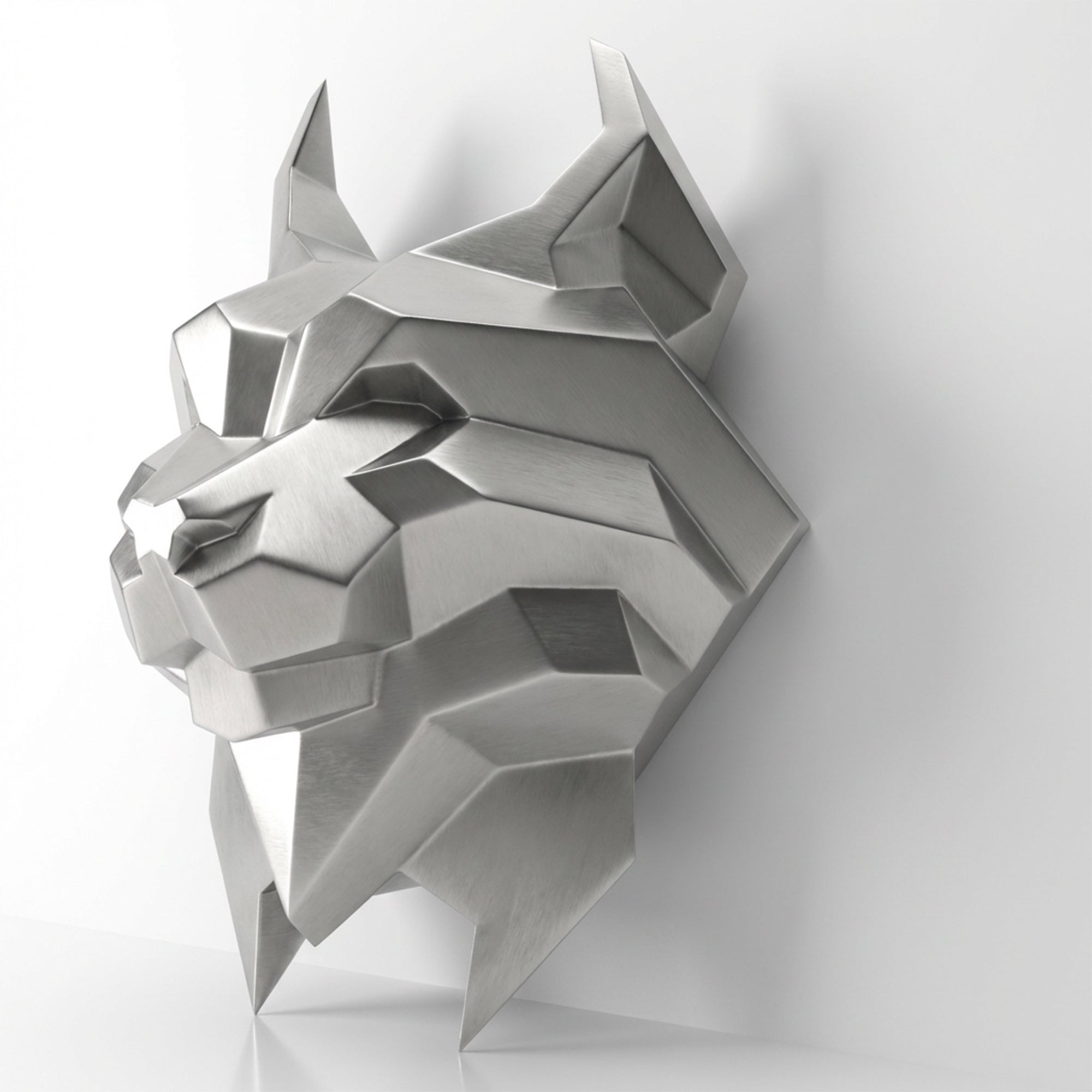 Sculpture Tête de Lynx Murale Facettée - Sculpture Origami