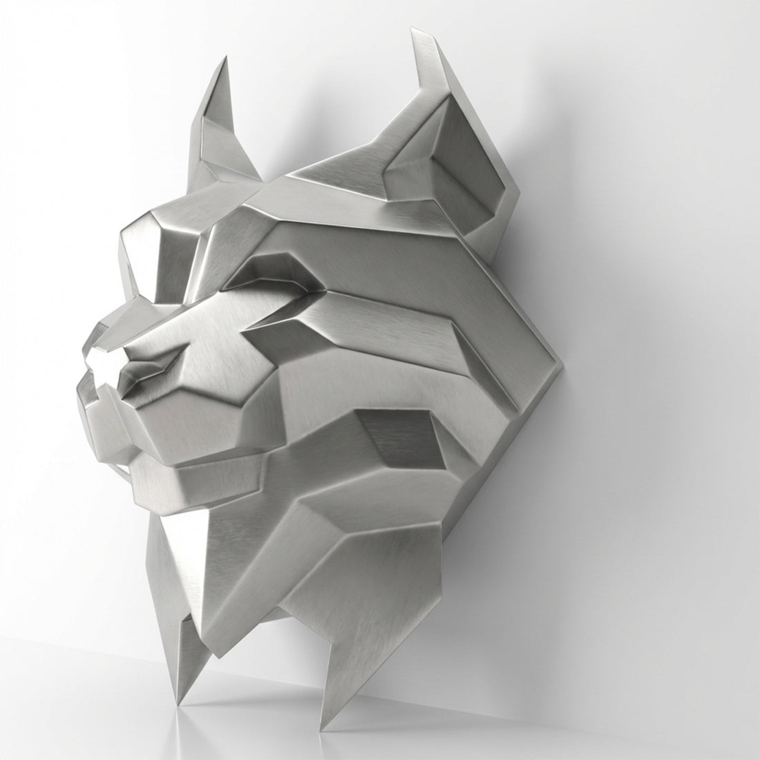 Sculpture Tête de Lynx Murale Facettée - Sculpture Origami