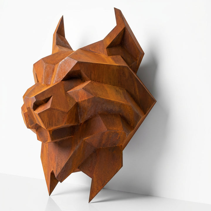 Sculpture Tête de Lynx Murale Facettée