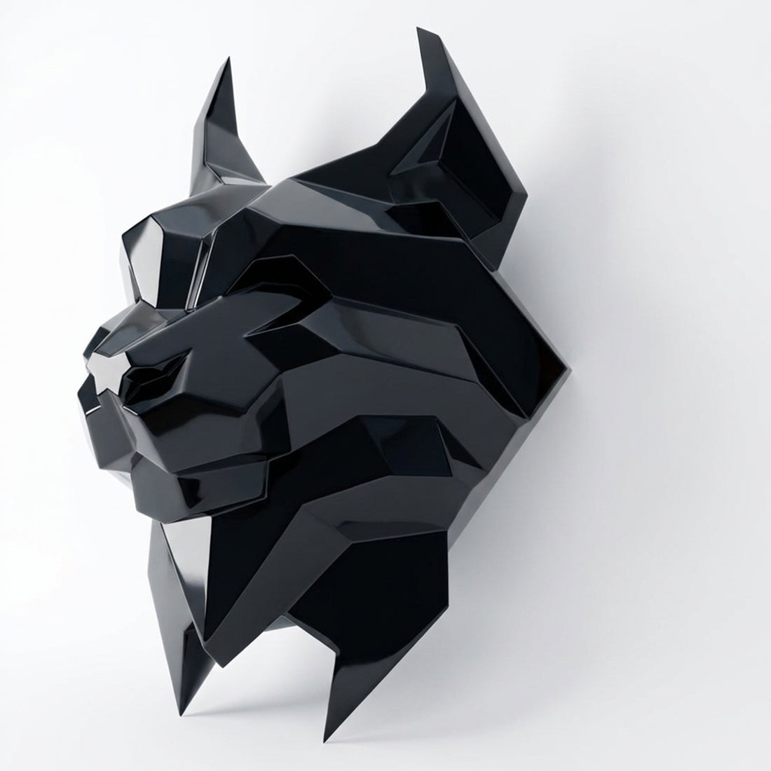 Sculpture Tête de Lynx Murale Facettée - Sculpture Origami