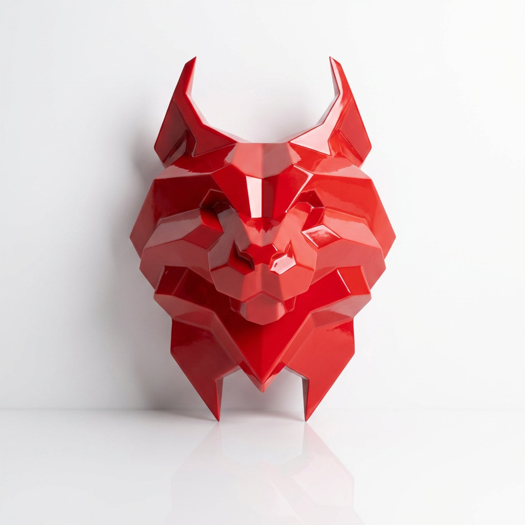 Sculpture Tête de Lynx Murale Facettée - Sculpture Origami