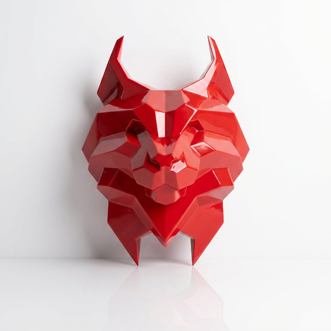 Sculpture Tête de Lynx Murale Facettée - Sculpture Origami