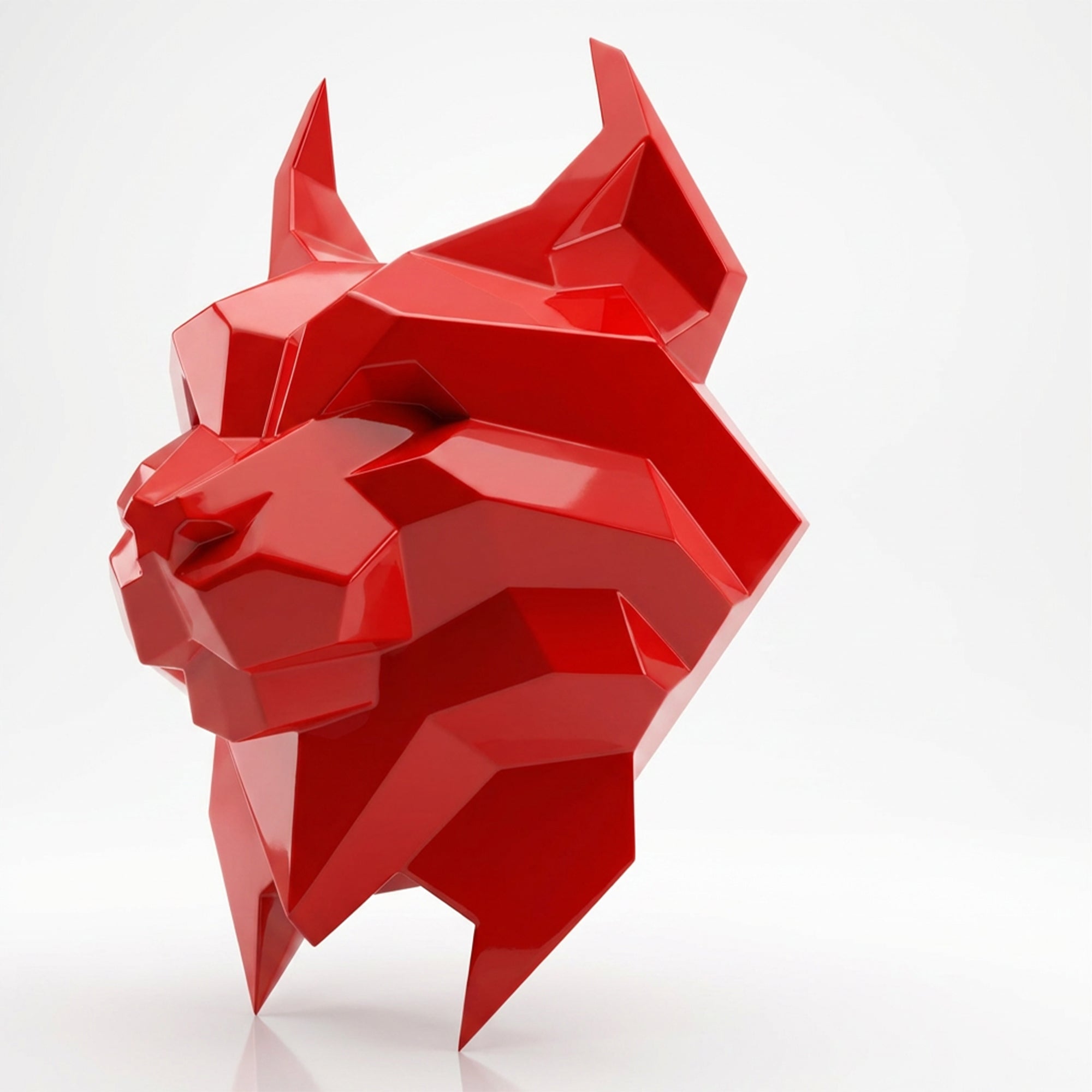 Sculpture Tête de Lynx Murale Facettée - Sculpture Origami