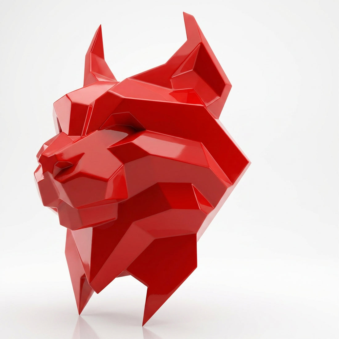 Sculpture Tête de Lynx Murale Facettée - Sculpture Origami