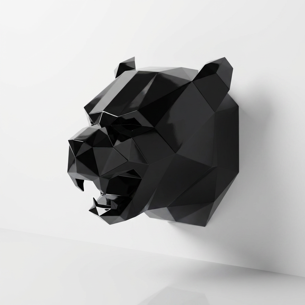 Sculpture Tête de Panthère Noire - Sculpture Origami