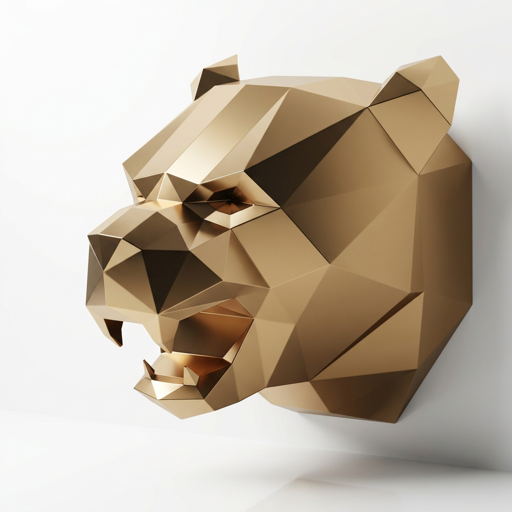 Sculpture Tête de Panthère Noire - Sculpture Origami