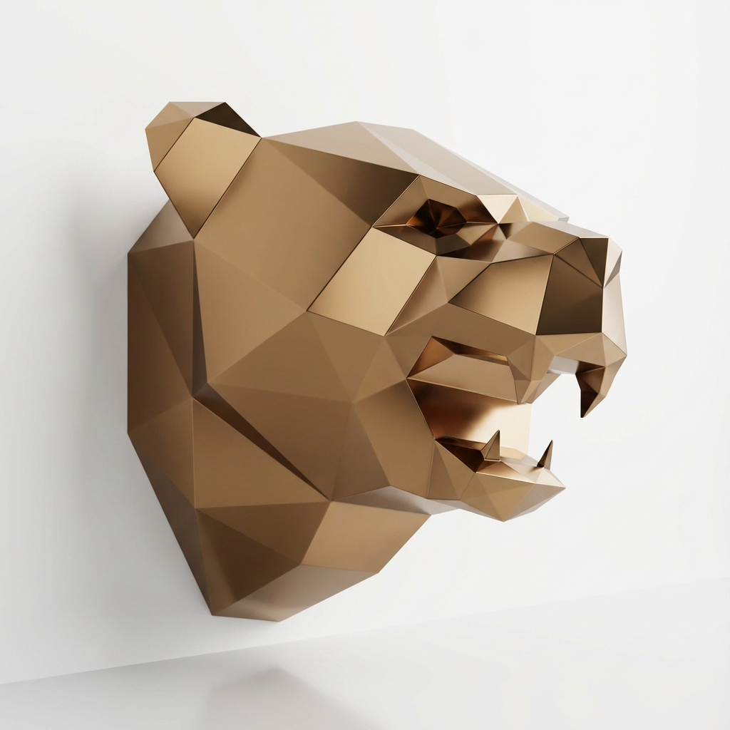 Sculpture Tête de Panthère Noire - Sculpture Origami