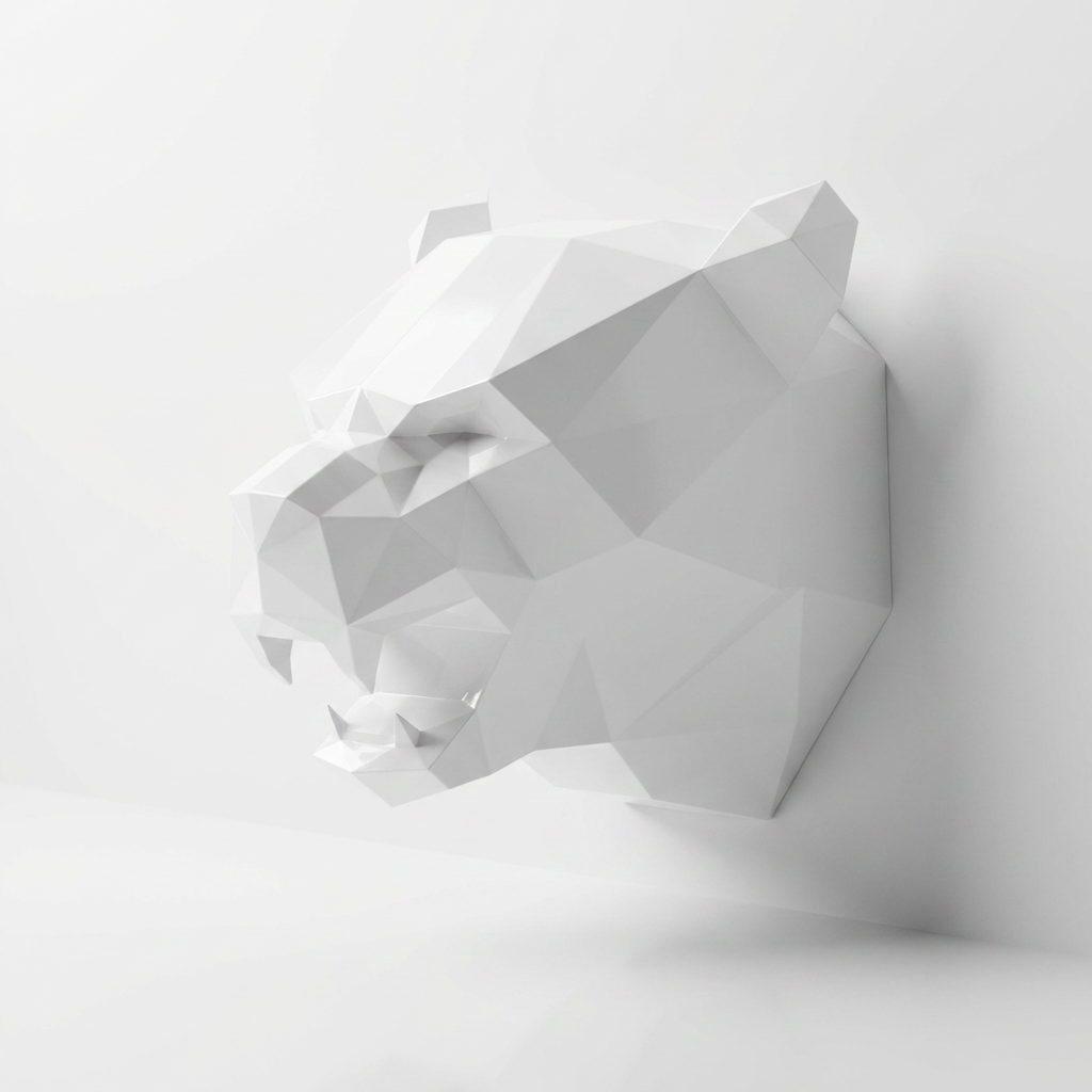 Sculpture Tête de Panthère Noire - Sculpture Origami