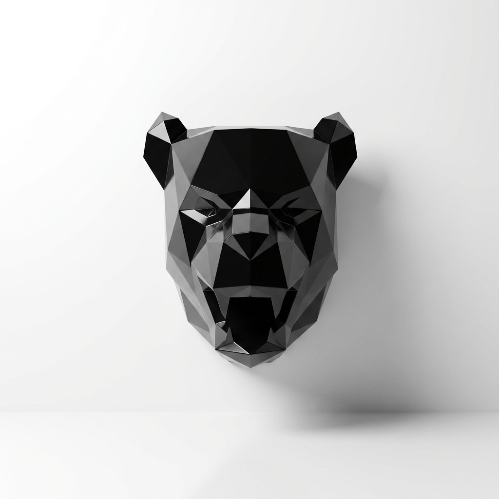 Sculpture Tête de Panthère Noire - Sculpture Origami