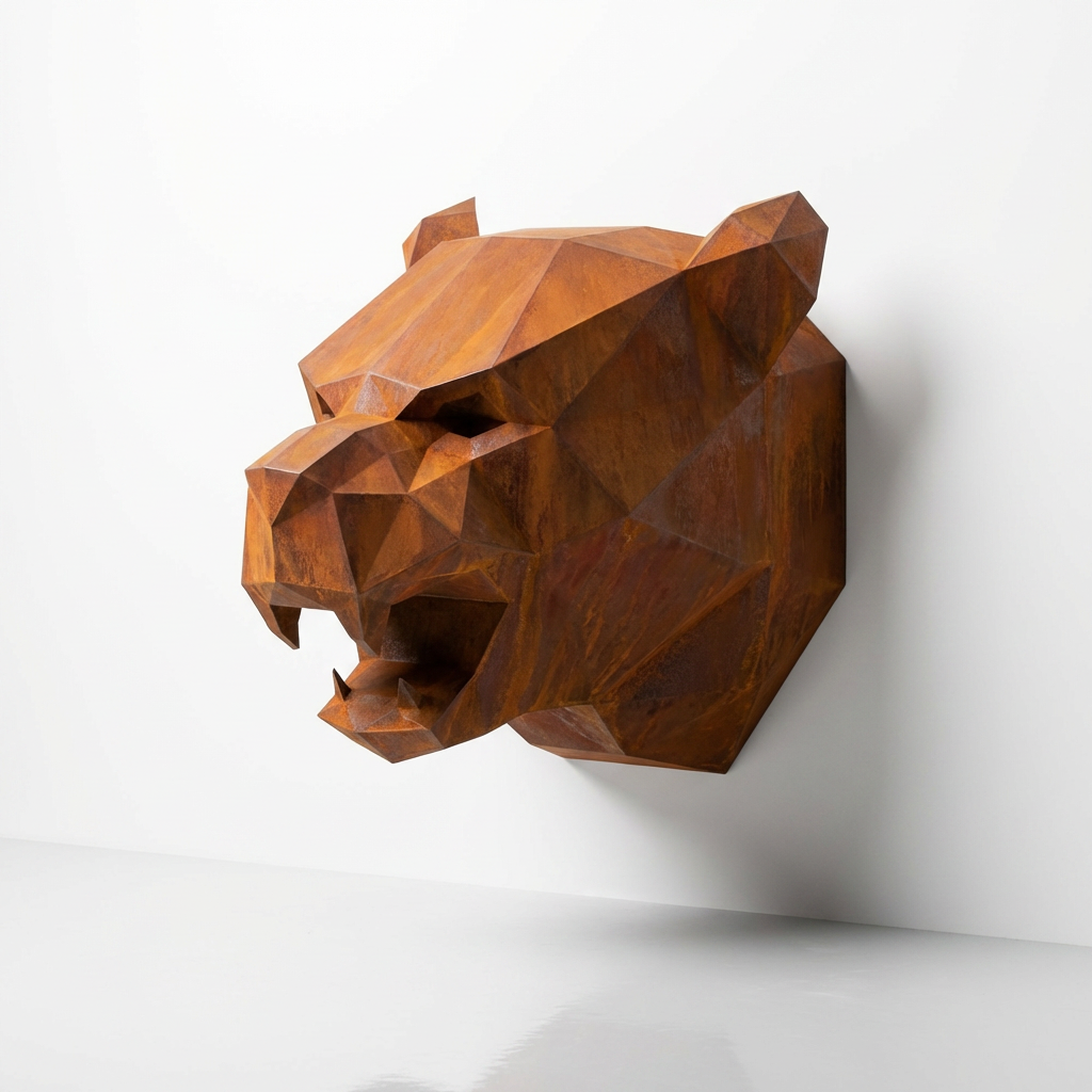 Sculpture Tête de Panthère Noire - Sculpture Origami