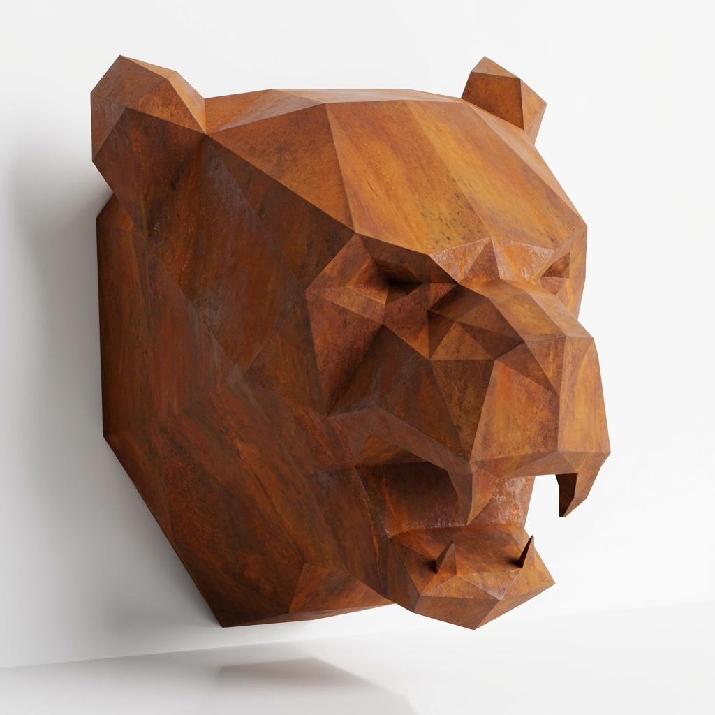 Sculpture Tête de Panthère Noire - Sculpture Origami