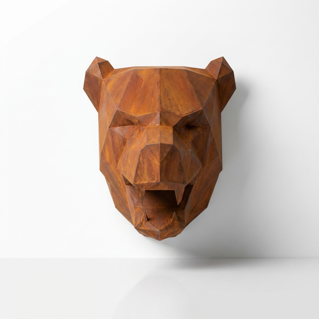 Sculpture Tête de Panthère Noire - Sculpture Origami