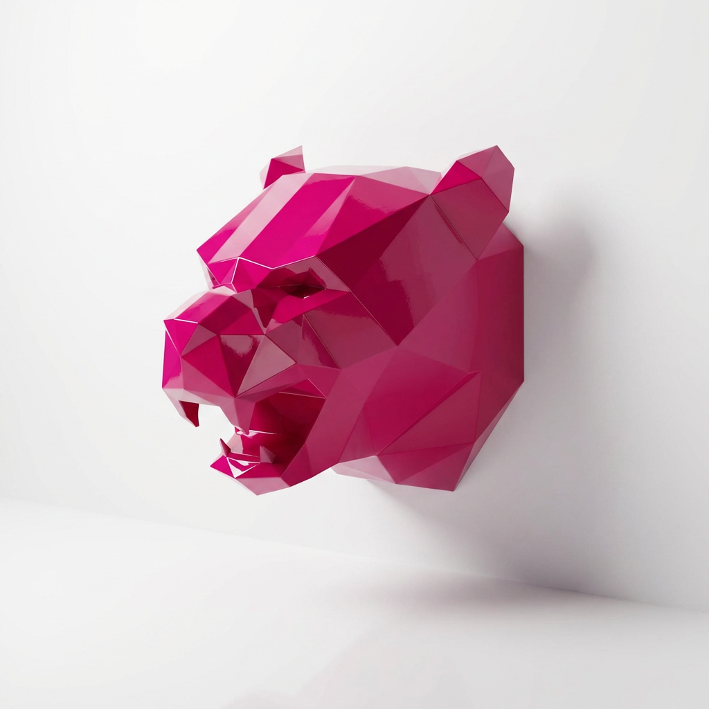 Sculpture Tête de Panthère Noire - Sculpture Origami