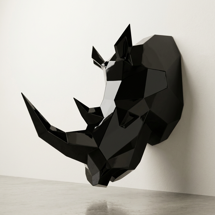 Sculpture Tête de Rhinocéros Facettée - Sculpture Origami