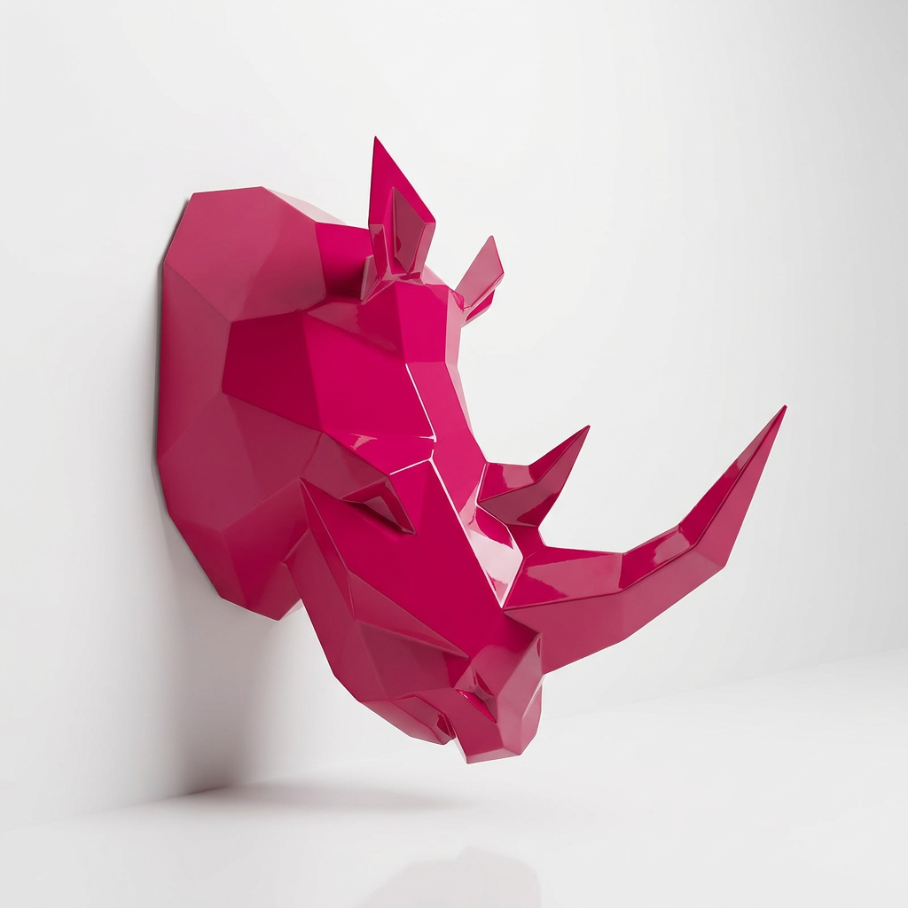 Sculpture Tête de Rhinocéros Facettée - Sculpture Origami